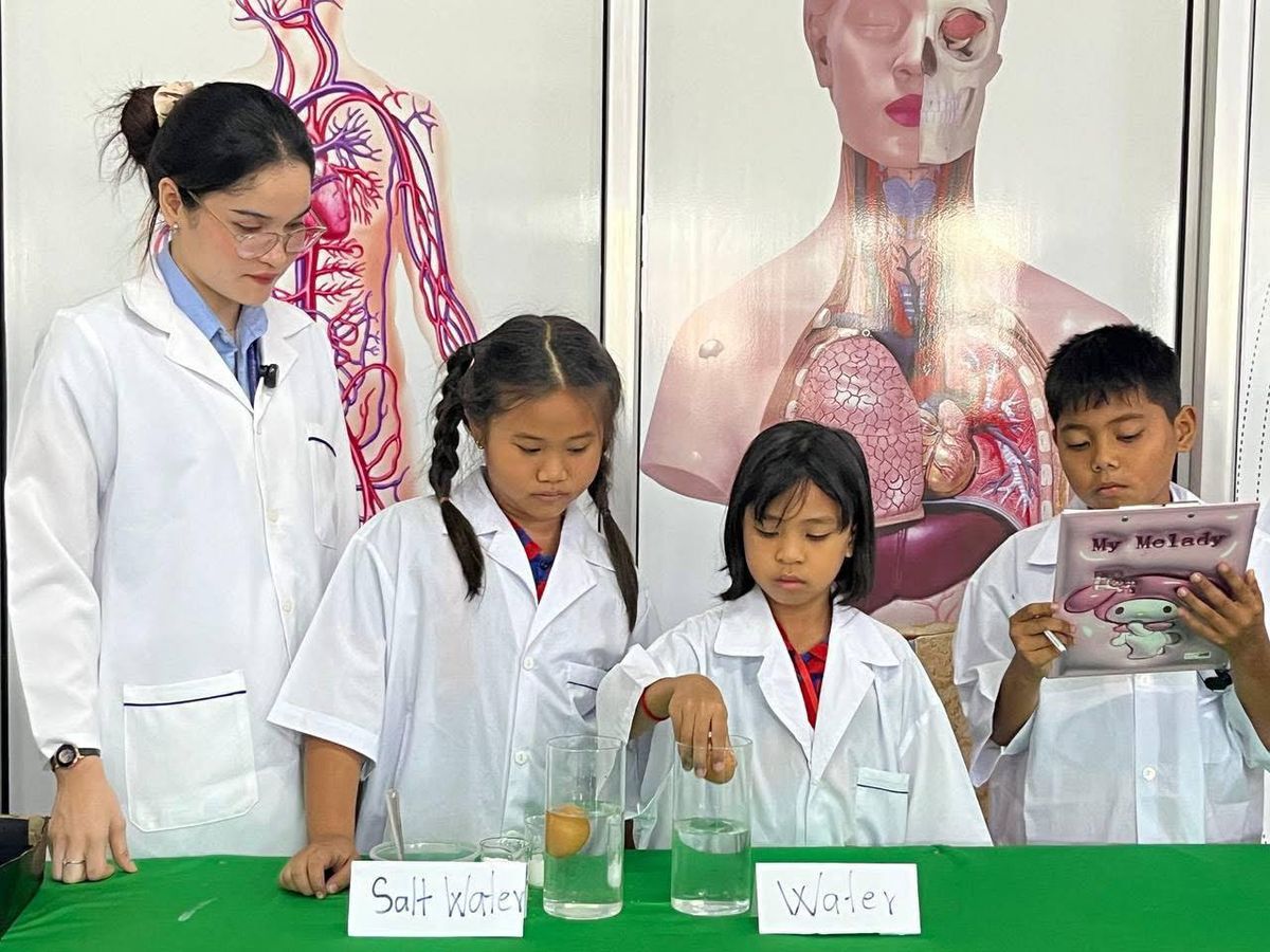 Students conducting a salt water science experiment